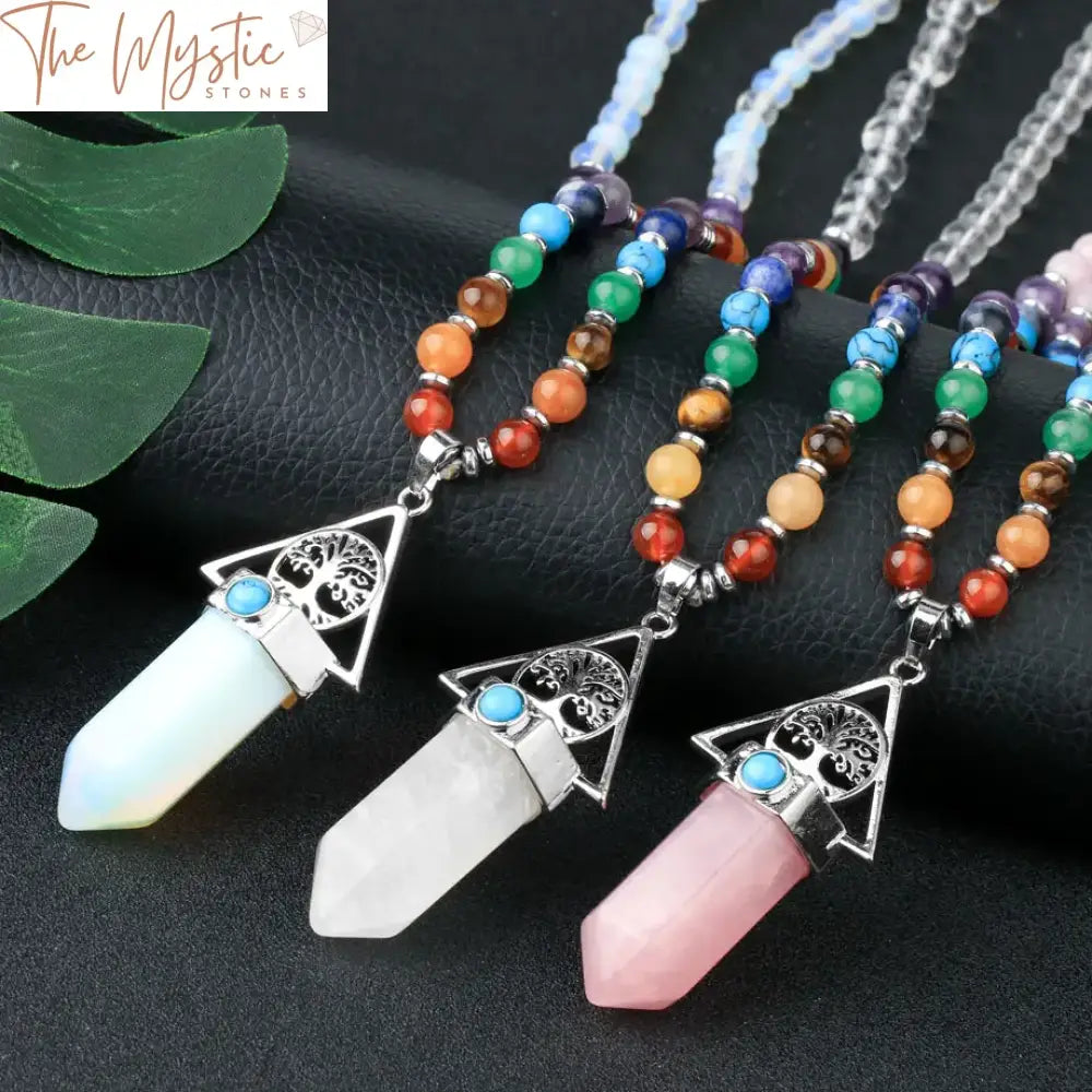 Chakra Tree Of Life Hexagonal Necklace
