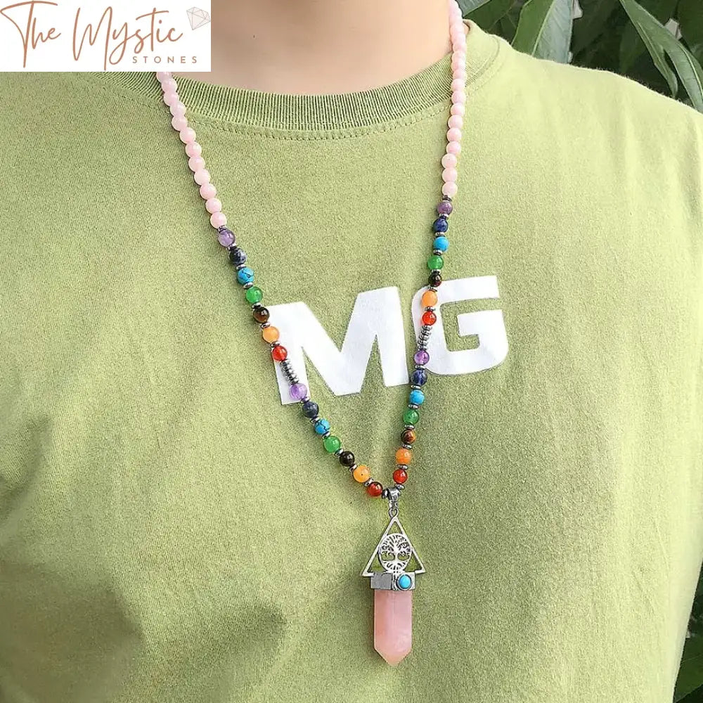Chakra Tree Of Life Hexagonal Necklace